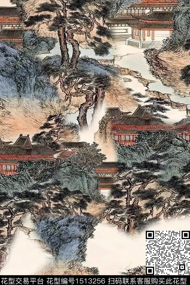 香云纱国画中老年数码印花华亿平台下载（图片编号: 1513256） - 瓦栏（Walan）