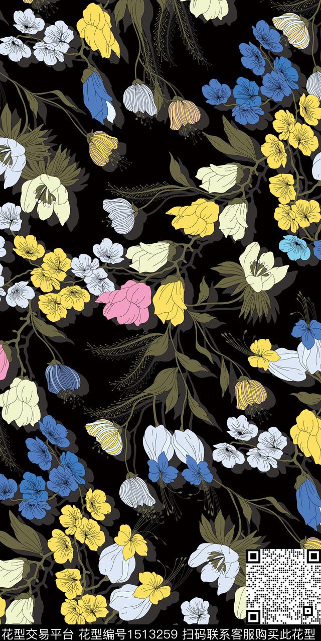 印花传统华亿平台小碎花数码印花华亿平台下载（图片编号: 1513259） - 瓦栏（Walan）