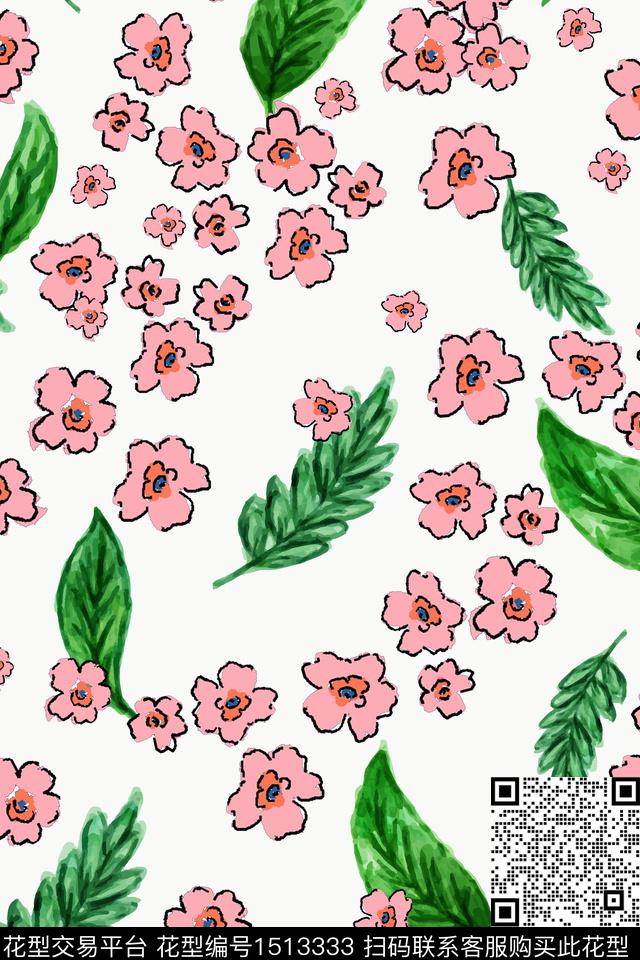 简约清爽底花卉花卉数码印花华亿平台下载（图片编号: 1513333） - 瓦栏（Walan）