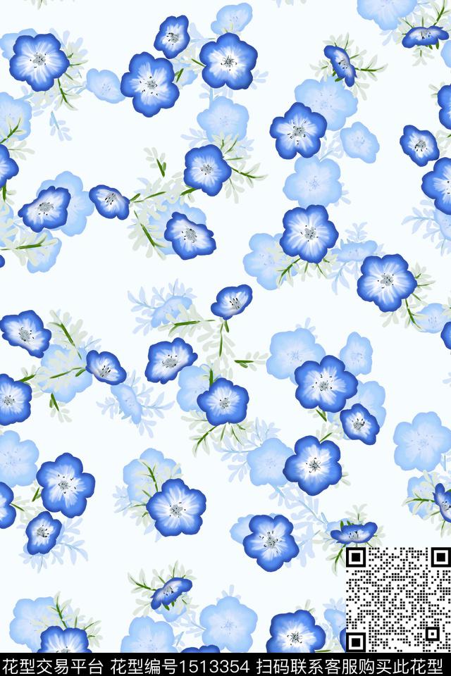 花卉大牌风小清新数码印花华亿平台下载（图片编号: 1513354） - 瓦栏（Walan）