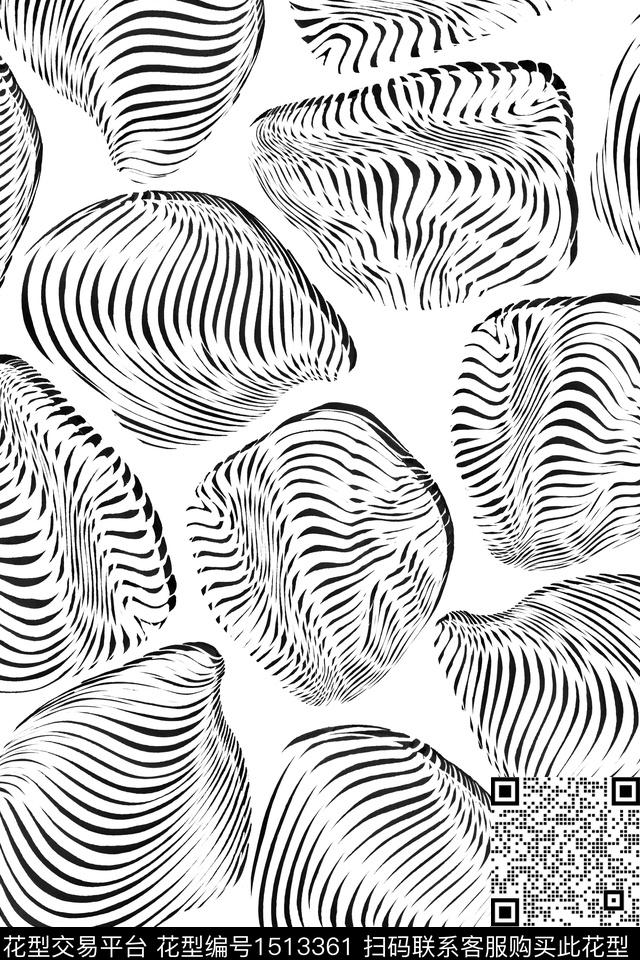 几何黑白条纹大牌风数码印花华亿平台下载（图片编号: 1513361） - 瓦栏（Walan）