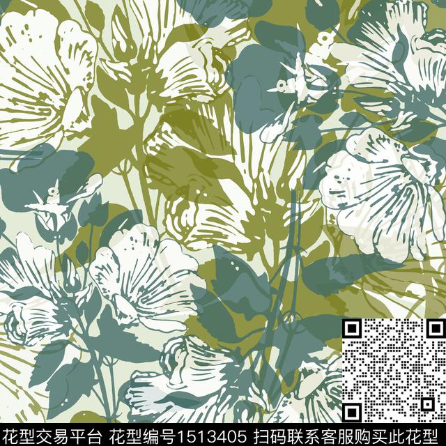 女装花卉平面花卉传统印花华亿平台下载（图片编号: 1513405） - 瓦栏（Walan）
