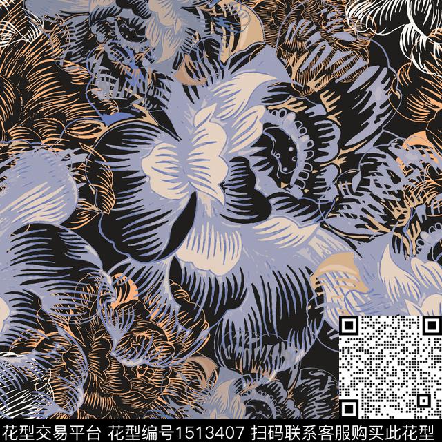女装花卉平面花卉传统印花华亿平台下载（图片编号: 1513407） - 瓦栏（Walan）