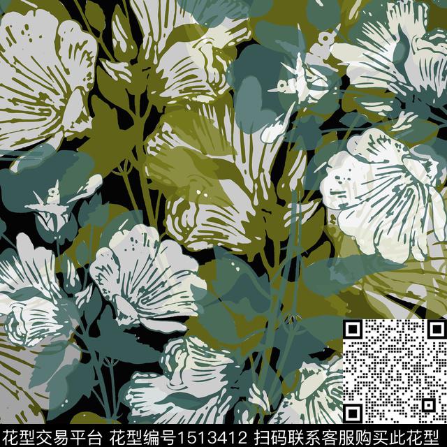 女装花卉平面花卉传统印花华亿平台下载（图片编号: 1513412） - 瓦栏（Walan）