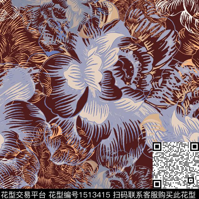 女装花卉平面花卉传统印花华亿平台下载（图片编号: 1513415） - 瓦栏（Walan）