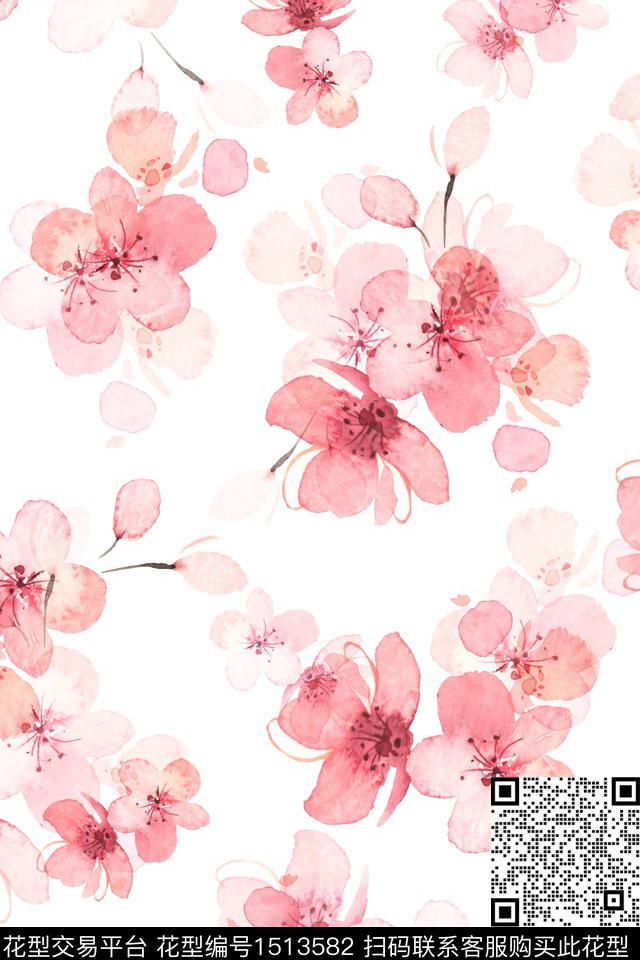 花卉大牌风小清新数码印花华亿平台下载（图片编号: 1513582） - 瓦栏（Walan）