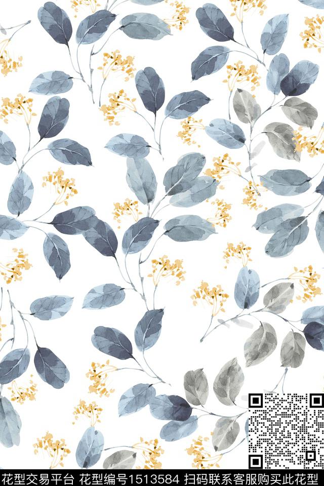 花卉大牌风小清新数码印花华亿平台下载（图片编号: 1513584） - 瓦栏（Walan）