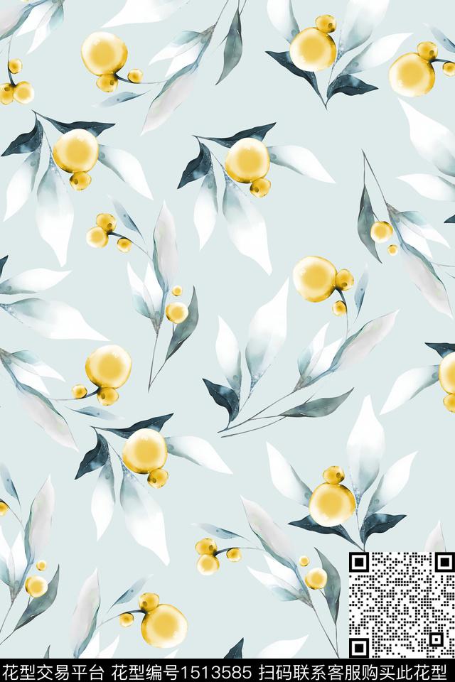 花卉大牌风小清新数码印花华亿平台下载（图片编号: 1513585） - 瓦栏（Walan）