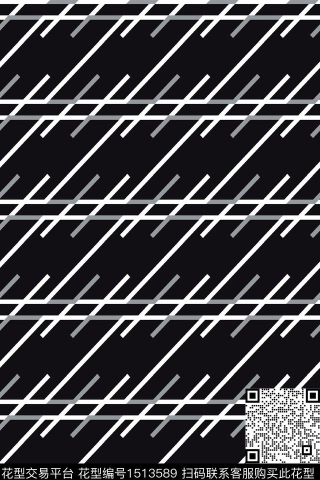 线条几何女装数码印花华亿平台下载（图片编号: 1513589） - 瓦栏（Walan）