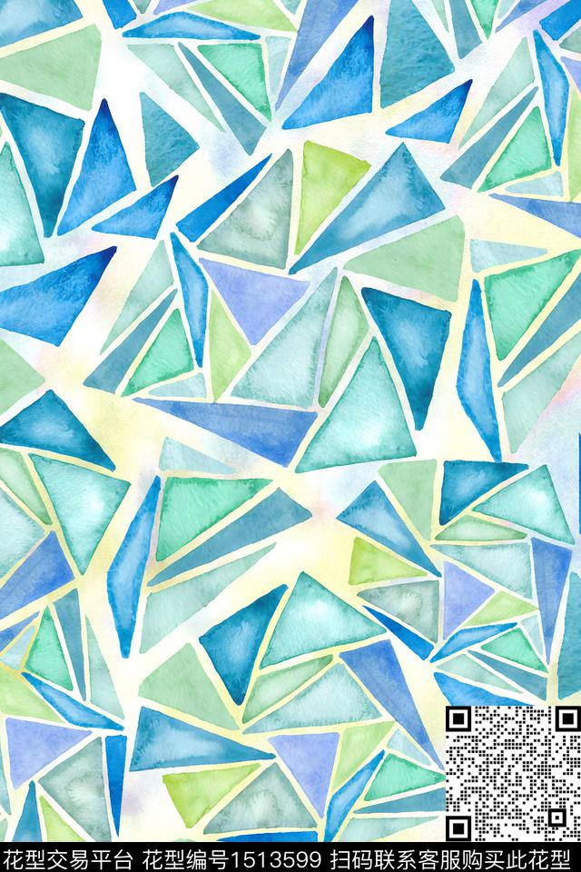 几何小清新真丝数码印花华亿平台下载（图片编号: 1513599） - 瓦栏（Walan）