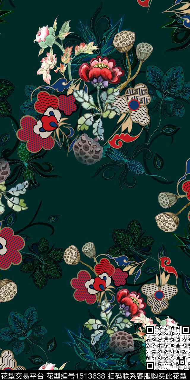 数码华亿平台中国风中老年数码印花华亿平台下载（图片编号: 1513638） - 瓦栏（Walan）