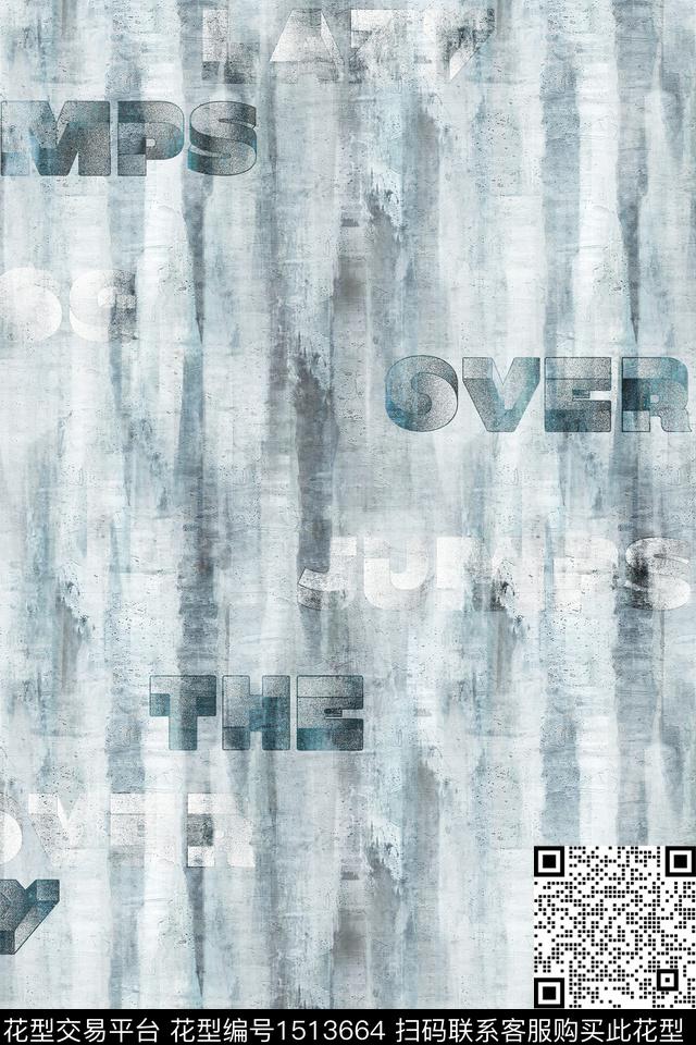 字母男装大牌风数码印花华亿平台下载（图片编号: 1513664） - 瓦栏（Walan）