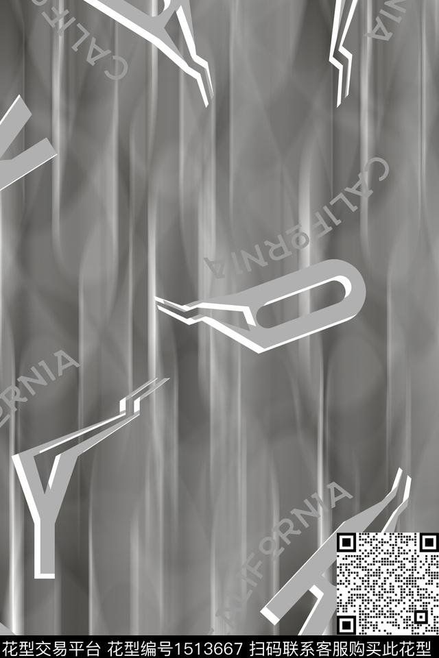 字母男装大牌风数码印花华亿平台下载（图片编号: 1513667） - 瓦栏（Walan）