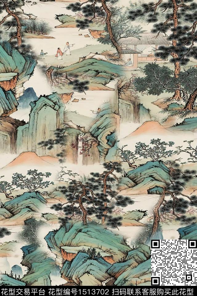 香云纱国画中老年数码印花华亿平台下载（图片编号: 1513702） - 瓦栏（Walan）