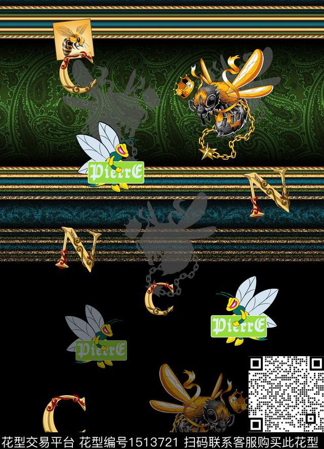 蜜蜂大牌男装条纹数码印花华亿平台下载（图片编号: 1513721） - 瓦栏（Walan）