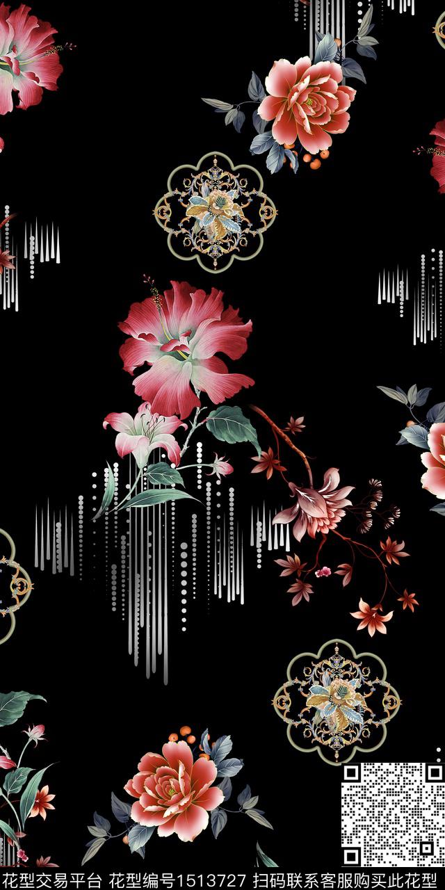 数码华亿平台中国风中老年数码印花华亿平台下载（图片编号: 1513727） - 瓦栏（Walan）