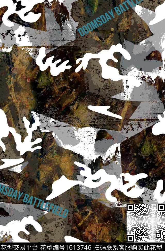 字母抽象男装满版花数码印花华亿平台下载（图片编号: 1513746） - 瓦栏（Walan）