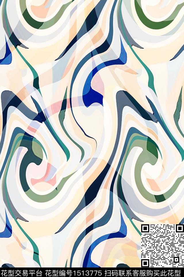 肌理抽象真丝数码印花华亿平台下载（图片编号: 1513775） - 瓦栏（Walan）