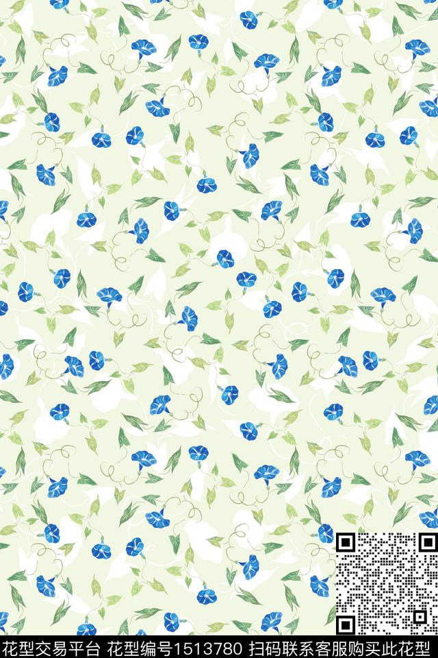 清爽底花卉大牌风小清新数码印花华亿平台下载（图片编号: 1513780） - 瓦栏（Walan）