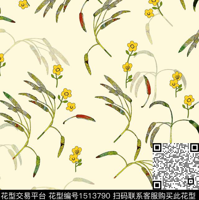 连衣裙女装花卉数码印花华亿平台下载（图片编号: 1513790） - 瓦栏（Walan）