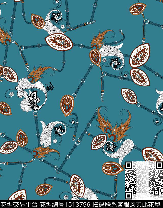 女装链条佩斯利数码印花华亿平台下载（图片编号: 1513796） - 瓦栏（Walan）