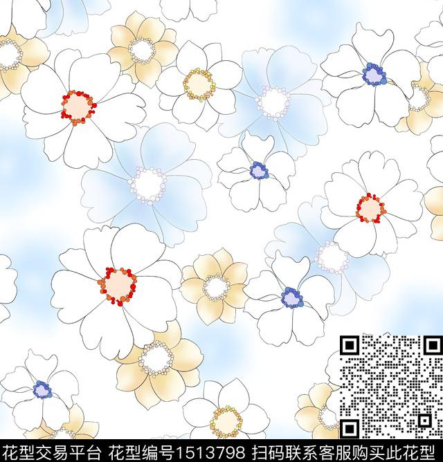 连衣裙女装花卉数码印花华亿平台下载（图片编号: 1513798） - 瓦栏（Walan）