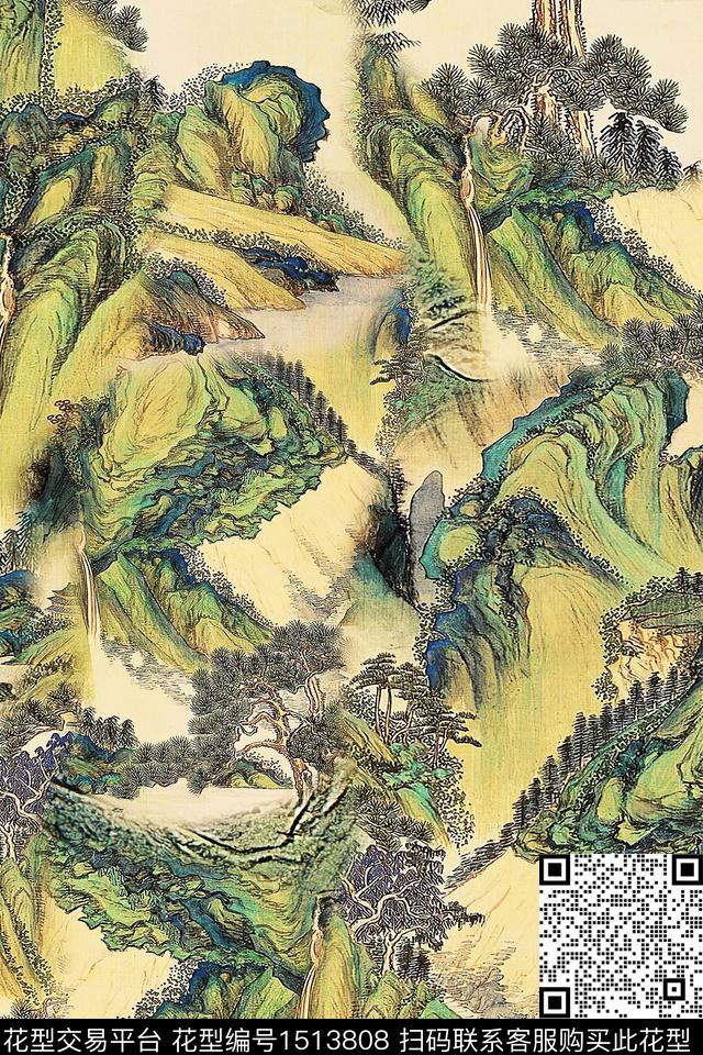 香云纱国画中老年数码印花华亿平台下载（图片编号: 1513808） - 瓦栏（Walan）