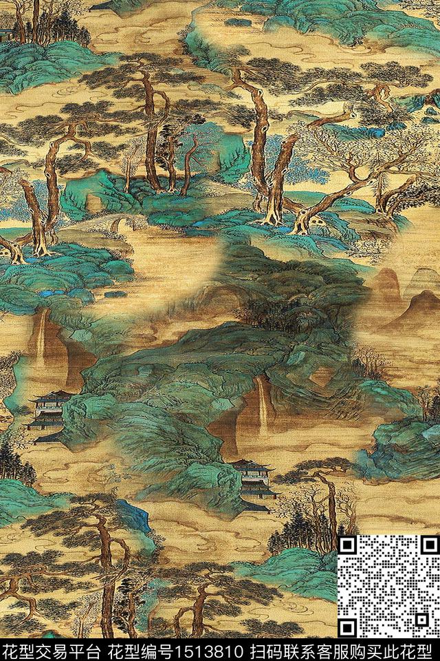 香云纱国画中老年数码印花华亿平台下载（图片编号: 1513810） - 瓦栏（Walan）