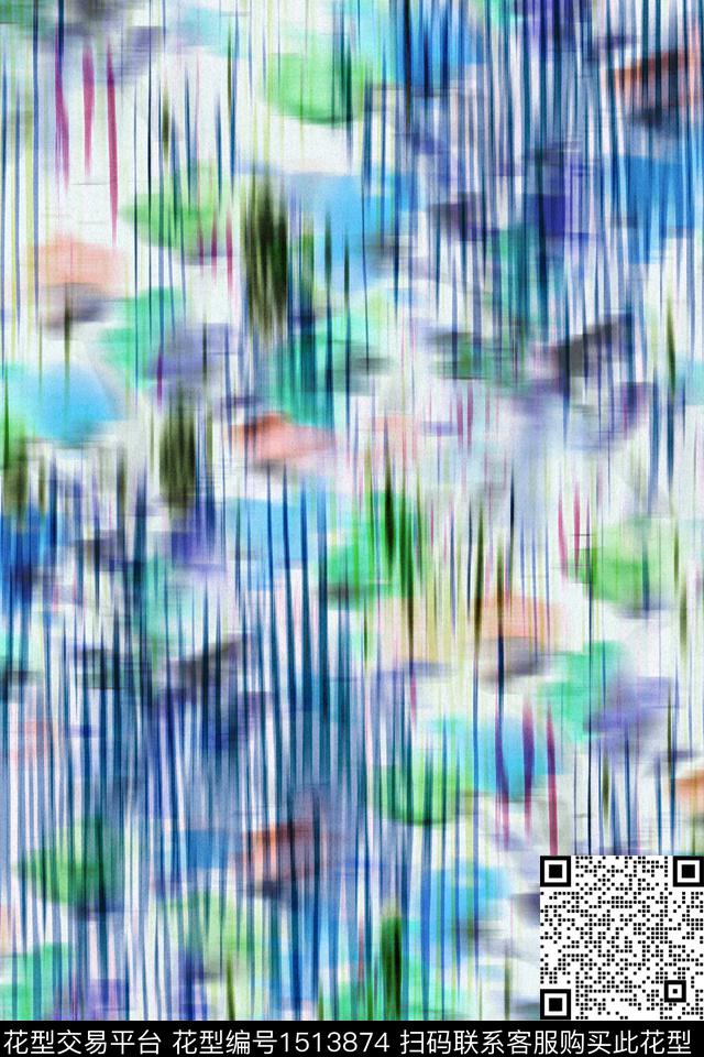 时尚抽象真丝数码印花华亿平台下载（图片编号: 1513874） - 瓦栏（Walan）