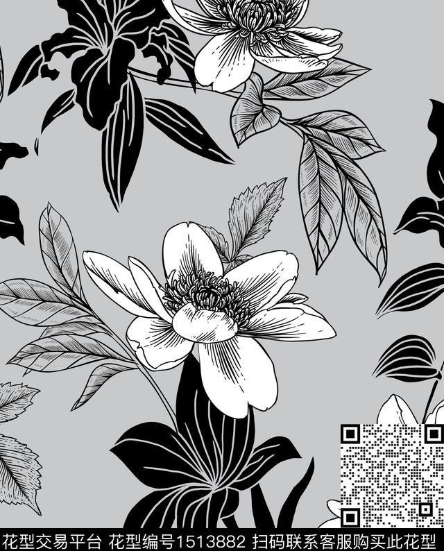 数码华亿平台男装花卉数码印花华亿平台下载（图片编号: 1513882） - 瓦栏（Walan）