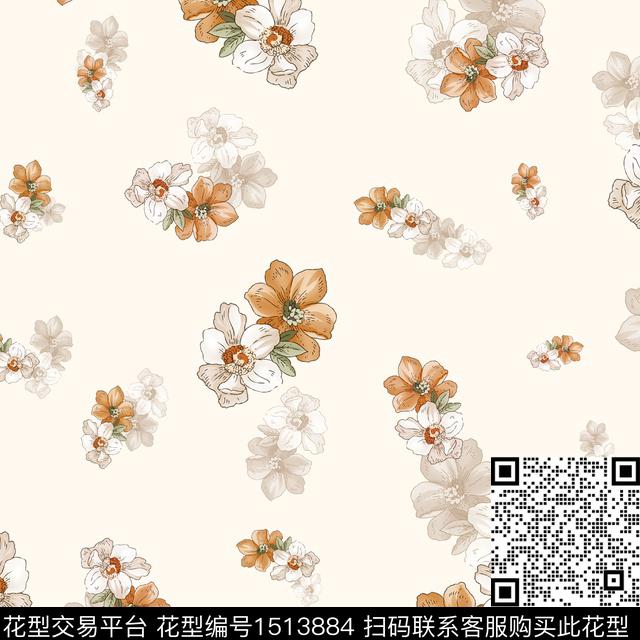 大牌风小清新手绘数码印花华亿平台下载（图片编号: 1513884） - 瓦栏（Walan）