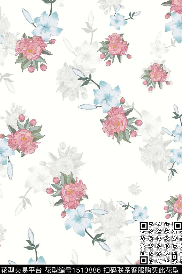 大牌风小清新手绘数码印花华亿平台下载（图片编号: 1513886） - 瓦栏（Walan）