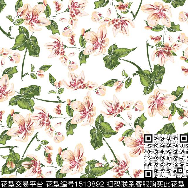 大牌风小清新手绘数码印花华亿平台下载（图片编号: 1513892） - 瓦栏（Walan）