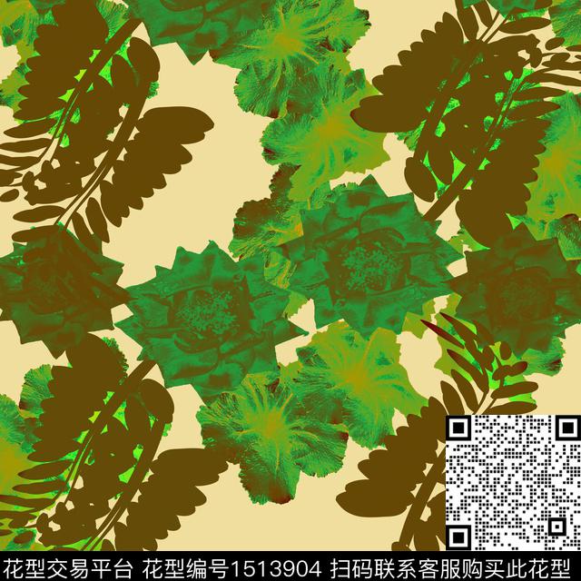 花卉抽象混合拼接数码印花华亿平台下载（图片编号: 1513904） - 瓦栏（Walan）