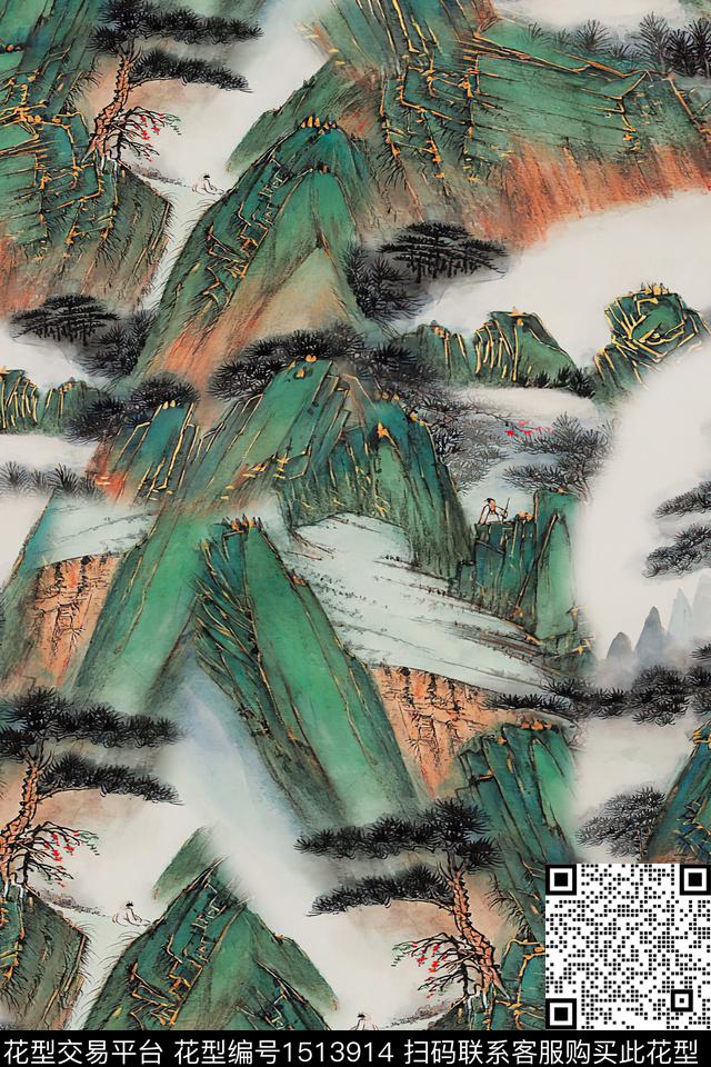 香云纱国画中老年数码印花华亿平台下载（图片编号: 1513914） - 瓦栏（Walan）