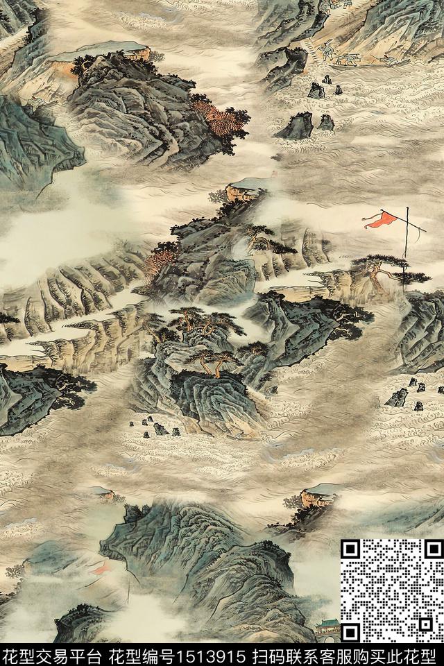 香云纱国画中老年数码印花华亿平台下载（图片编号: 1513915） - 瓦栏（Walan）