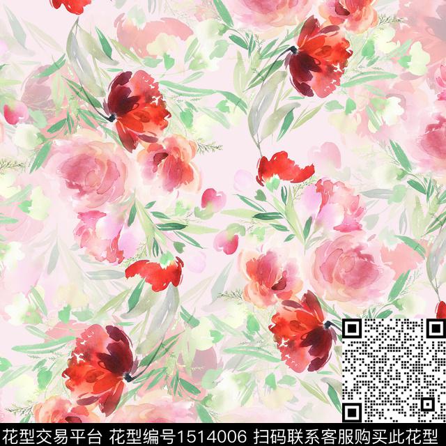 大牌风水彩花卉数码印花华亿平台下载（图片编号: 1514006） - 瓦栏（Walan）