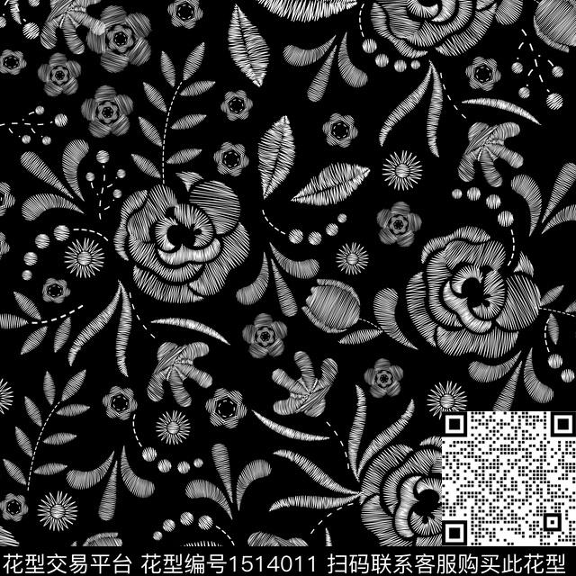 绿植树叶花卉大牌风数码印花华亿平台下载（图片编号: 1514011） - 瓦栏（Walan）