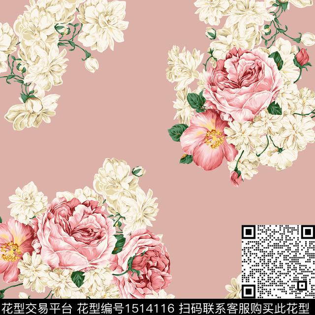 方巾简约清爽底花卉数码印花华亿平台下载（图片编号: 1514116） - 瓦栏（Walan）