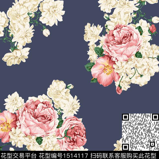 方巾简约清爽底花卉数码印花华亿平台下载（图片编号: 1514117） - 瓦栏（Walan）