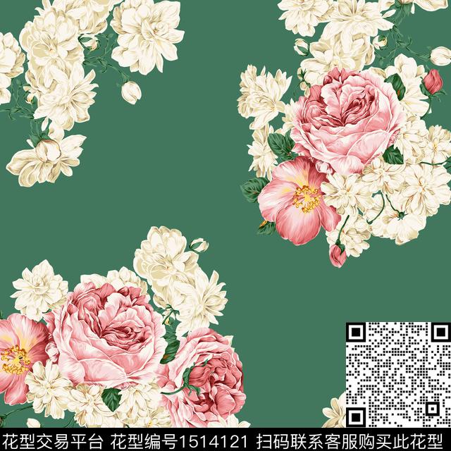 方巾简约花卉数码印花华亿平台下载（图片编号: 1514121） - 瓦栏（Walan）