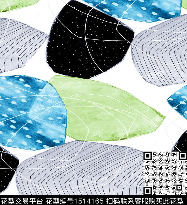 线条几何长袖衫印花数码印花华亿平台下载（图片编号: 1514165） - 瓦栏（Walan）