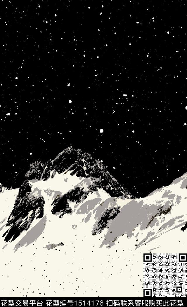 渐变雪山羽绒服印花数码印花华亿平台下载（图片编号: 1514176） - 瓦栏（Walan）