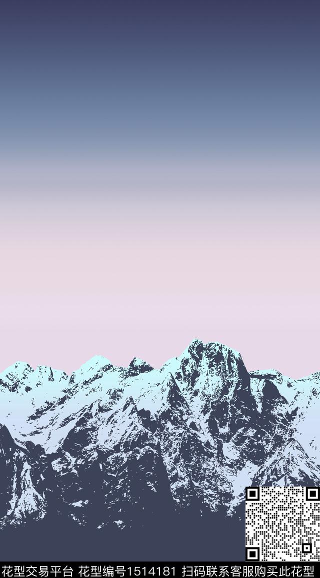渐变雪山羽绒服印花数码印花华亿平台下载（图片编号: 1514181） - 瓦栏（Walan）