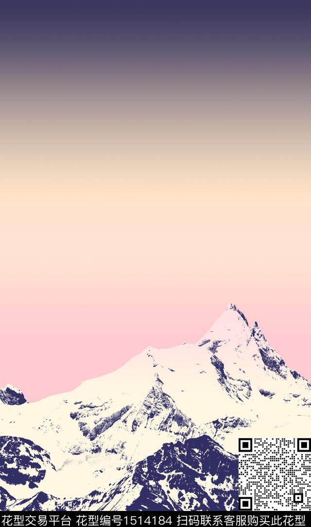 渐变雪山羽绒服印花数码印花华亿平台下载（图片编号: 1514184） - 瓦栏（Walan）