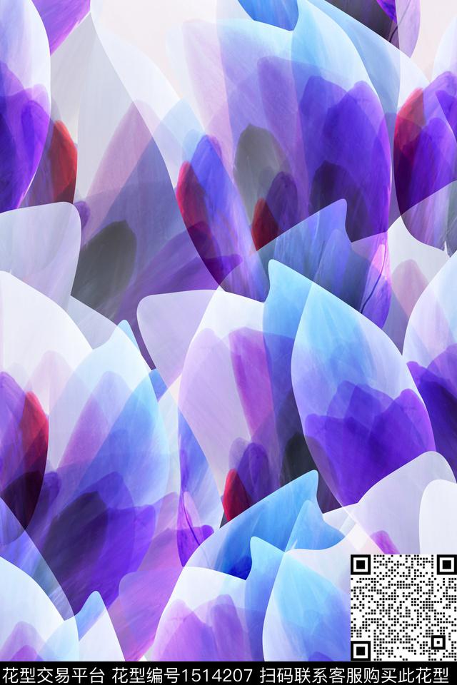 肌理抽象花卉抽象数码印花华亿平台下载（图片编号: 1514207） - 瓦栏（Walan）