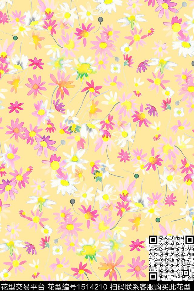 花卉大牌风小清新数码印花华亿平台下载（图片编号: 1514210） - 瓦栏（Walan）