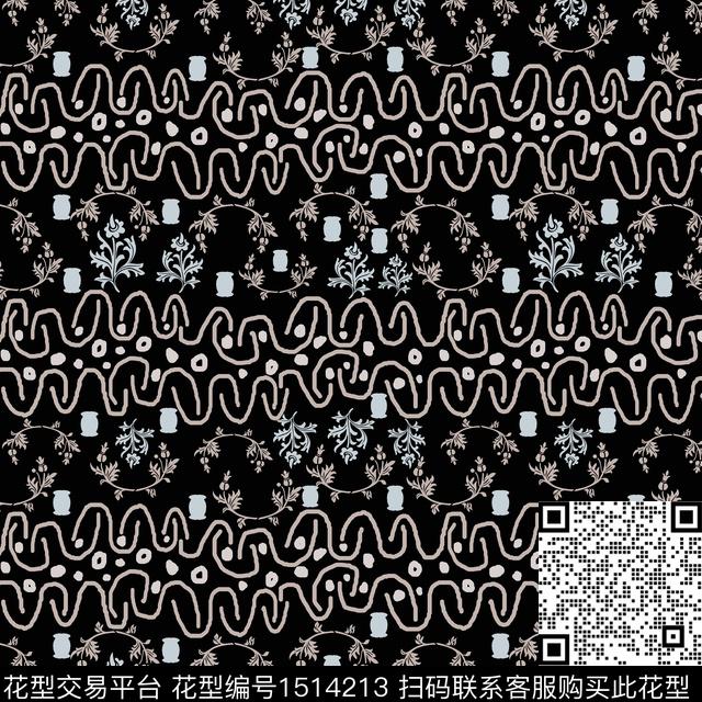 绿植树叶小碎花线条传统印花华亿平台下载（图片编号: 1514213） - 瓦栏（Walan）