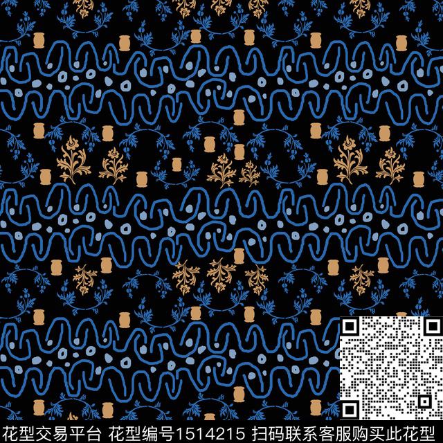 绿植树叶传统纹样民族风传统印花华亿平台下载（图片编号: 1514215） - 瓦栏（Walan）