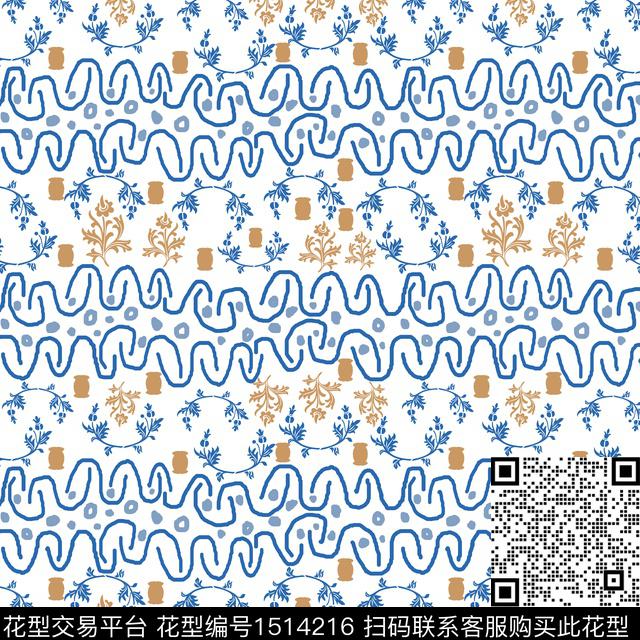 绿植树叶传统纹样民族风传统印花华亿平台下载（图片编号: 1514216） - 瓦栏（Walan）